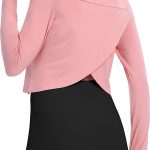 Bestisun Long Sleeve Cropped Tops Athletic Workout Athletic Yoga Gym Crop Tops for Women